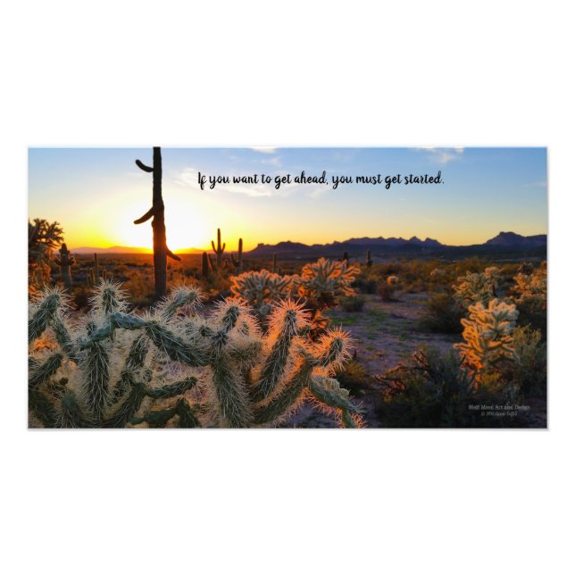 Foto Arizona Desert Sunset Cactus Inspiration Say (Frente)
