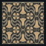 Foto Art Deco Floral. Flores Bluebell 2<br><div class="desc">Azulejo Art Deco padrão floral estilizado com bluebells (cinzas e cores)</div>