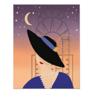 Foto Art Deco Woman in Hat, Poster do edifício Chrysle