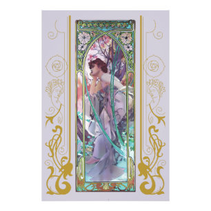 Foto Art Nouveau Alphonse Mucha Evening Contemplação