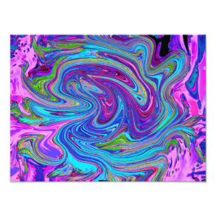 Foto Arte Abstrata Retro Groovy Azul, Rosa e Roxo