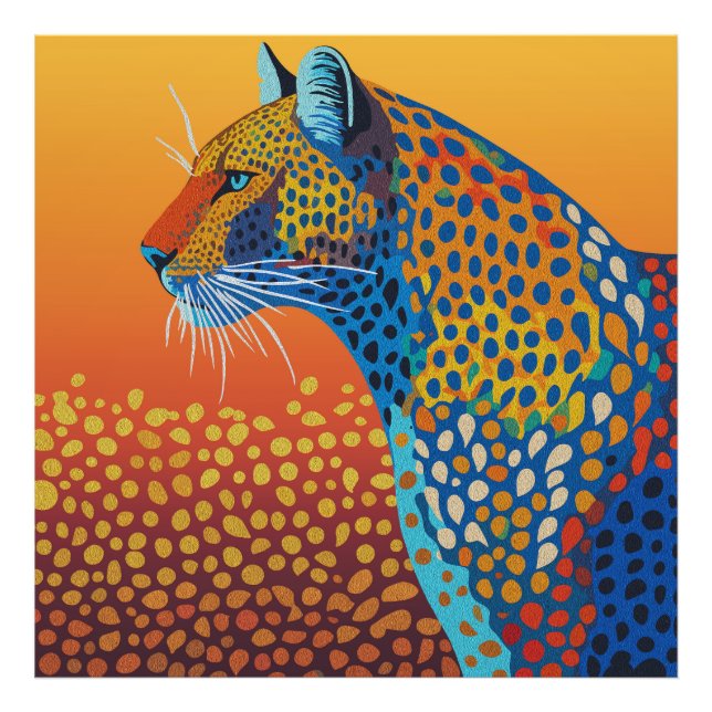 Foto Arte Abstrata Vibrante de Leopardo (Frente)