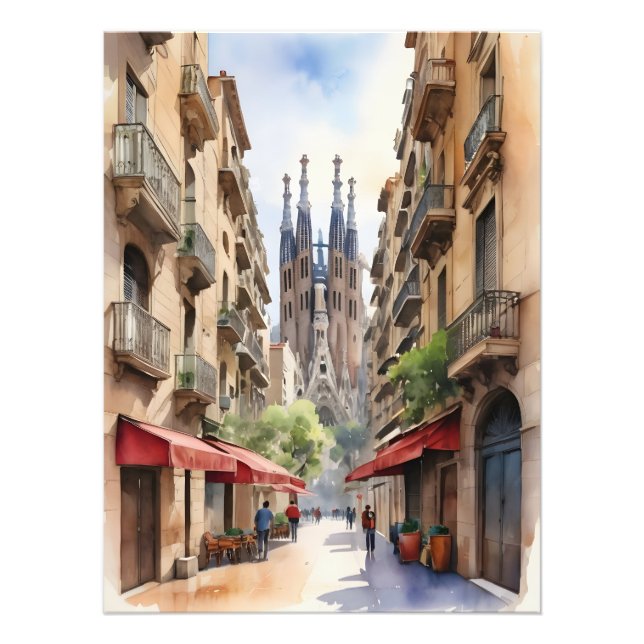 Foto Arte aquarela de Barcelona (Frente)
