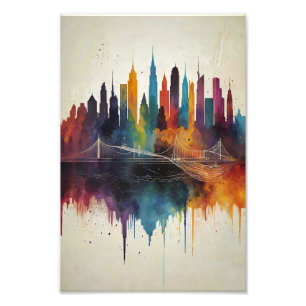 Foto Arte Cityscape de Linha de Céu Vibrante Abstrato