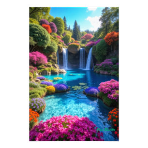 Foto Arte Colorida de Paisagem de Cachoeira Tropical So