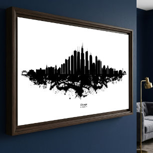 Foto Arte da Cidade em Aquarela Preto e Branco da Silhu