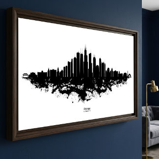 Foto Arte da Cidade em Aquarela Preto e Branco da Silhu