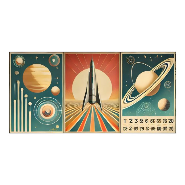 Foto Arte da Era Espacial Calendário Espaço Tempo (Frente)