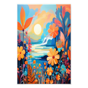 Foto Arte da Paisagem Floral Sunset Vibrante