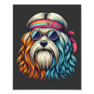 Foto Arte de animais engraçados cabeça de cão hippie do