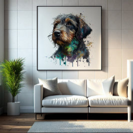 Foto Arte de Aquarela Chave Wirehaired Dachshund Puppy