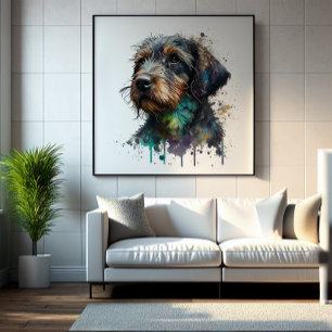 Foto Arte de Aquarela Chave Wirehaired Dachshund Puppy