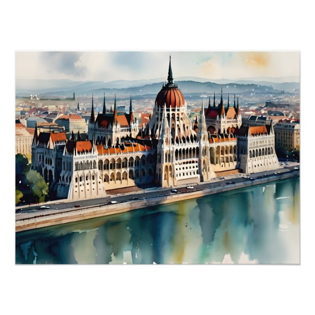 Foto Arte de aquarela de Budapeste (Frente)