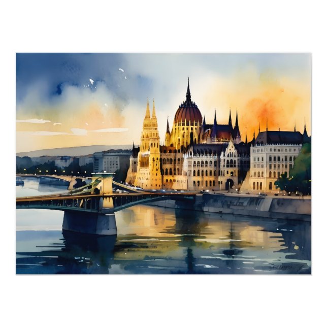 Foto Arte de aquarela de Budapeste (Frente)