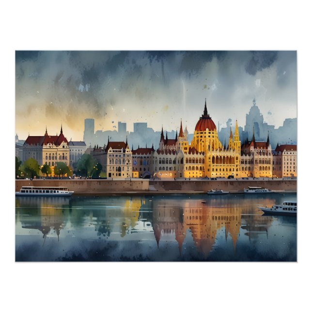 Foto Arte de aquarela de Budapeste (Frente)