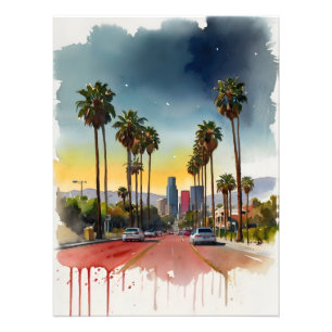 Foto arte de aquarela de Los Angeles