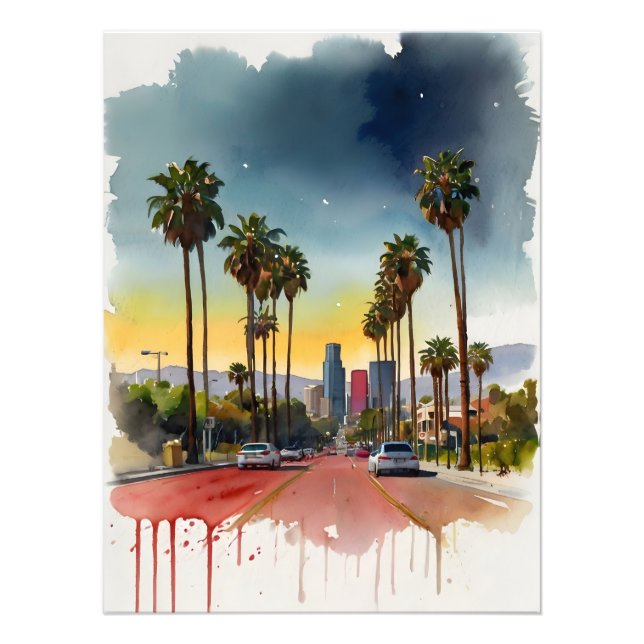 Foto arte de aquarela de Los Angeles (Frente)