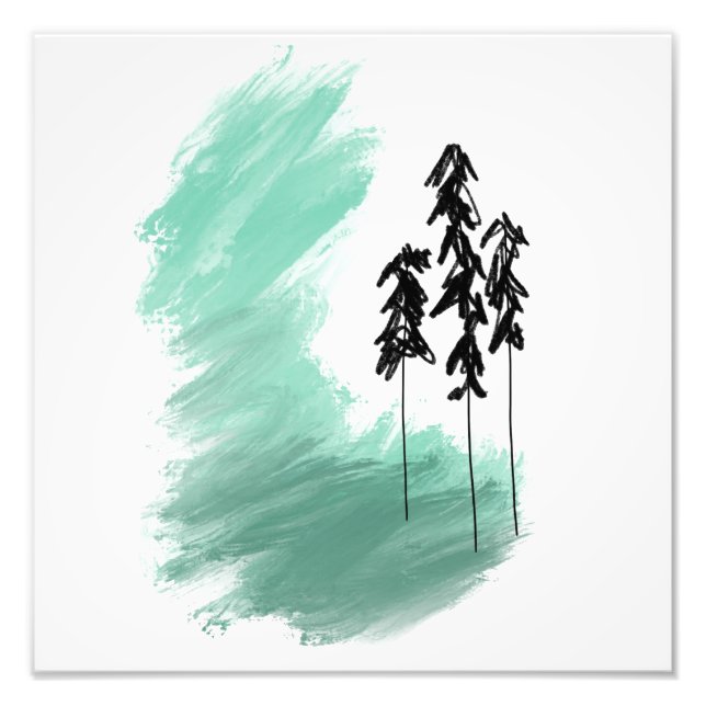 Foto Arte de árvore verde escandinava simples moderna m (Frente)