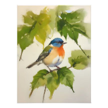 Arte De Aves Coloridas Por Aquarelas - Pintada À M
