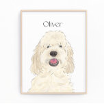 Foto Arte de Cachorro Branca Personalizada<br><div class="desc">Estou apaixonado por esta ilustração bizarra e detalhada da aquarela de um cão de rabo branco ou creme! Personalize essas impressões de arte com seu nome ou monograma para complementar sua decoração e alterar fontes selecionando a opção "editar usando a ferramenta design" na personalização. Compre o resto da minha coleção...</div>