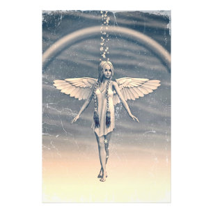 Foto Arte de Chuva de Arco-Íris Anjo Guardião Vintage