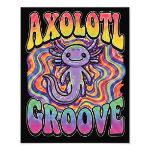 Foto Arte de Chuva de Cores Retro Groovy Hippie Axolote