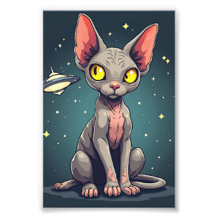 Foto Arte de desenho animado espacial OVNI de gato Sphy