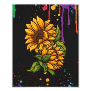 Foto Arte de desenho de girassóis, flores de sol, amor