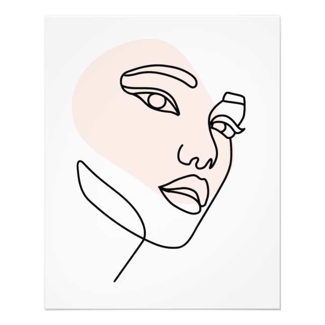 Foto Arte de desenho de linha de rosto de mulher abstra (Frente)