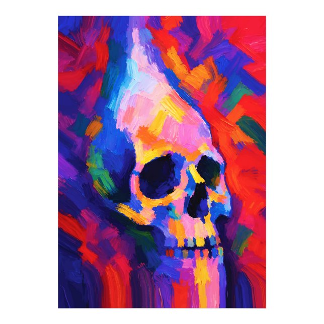 Foto Arte de Impressão de Caveira Abstrata na Parede (Frente)