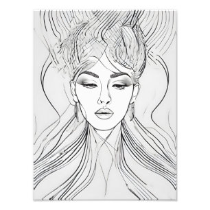 Foto Arte de Linha de Retrato Feminino Minimalista