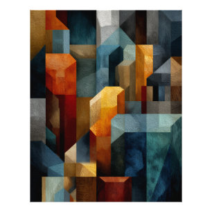 Foto Arte de Luxo Geométrico Abstrato Azul Laranja Text