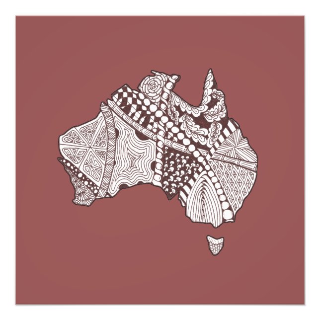 Foto Arte de Mapa da Austrália de Cor Personalizada (Frente)