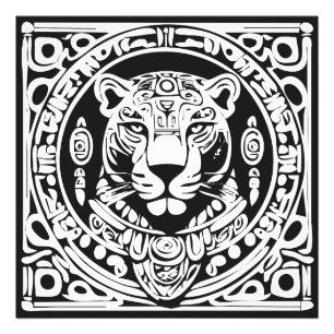 Foto Arte de Máscara Tribal do Guerreiro Jaguar no Esti