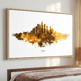 Foto Arte de Paisagem Urbana em Aquarela da Silhueta de
