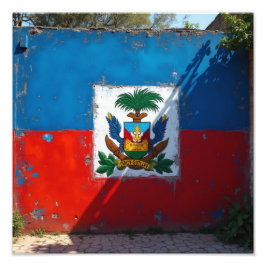Foto Arte de parede da bandeira haitiana vermelha e azu