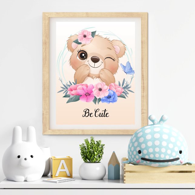 Foto Arte de Parede de Berçário de Animal Fofo (Be Cute Animal Nursery Wall Art)