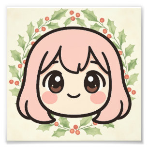 Foto Arte de Parede em Madeira de Menina de Anime Kawai