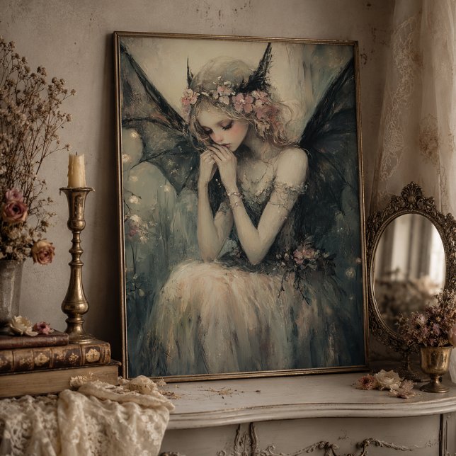 Foto Arte de Parede Fada Fantasia Gótica com Coroa Flor (Criador carregado)