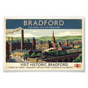 Foto Arte de Poster de Viagem Retro Vintage Bradford Yo
