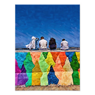 Foto Arte de rua vibrante com grupo de amigos