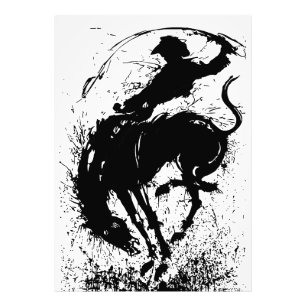 Foto Arte de Silhueta Dinâmica de Rodeio de Cowboy