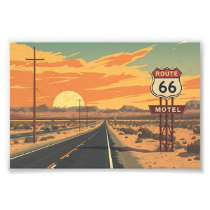 Foto Arte de Viagem da Estrada Vintage Rota 66 Pôr do S