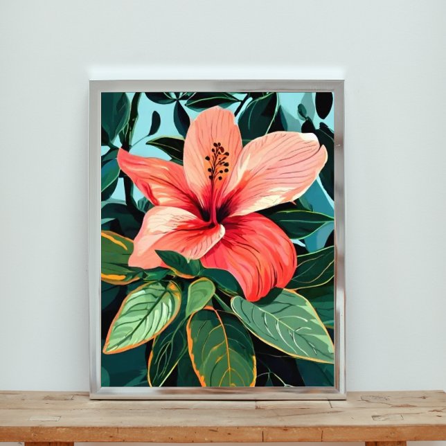 Foto Arte Digital Contra Flor de Hibiscus Tropical (Criador carregado)