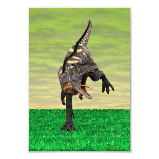 Foto Arte Divertida de Aucasaurus Rugindo Dinossauro Pr (Frente)