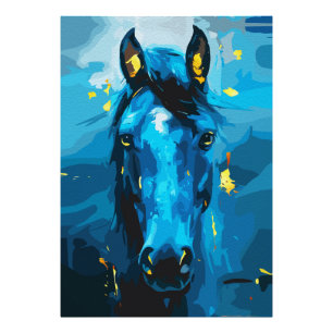 Foto Arte do Cavalo Azul Majestoso – Força e Elegância