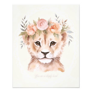 Foto Arte do Filhote de Leão com Coroa de Flores