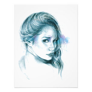 Foto Arte do lápis do retrato da menina no impressão