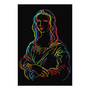Foto Arte em linha abstrata da Mona Lisa néon