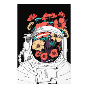 Foto Arte espacial floral de astronauta